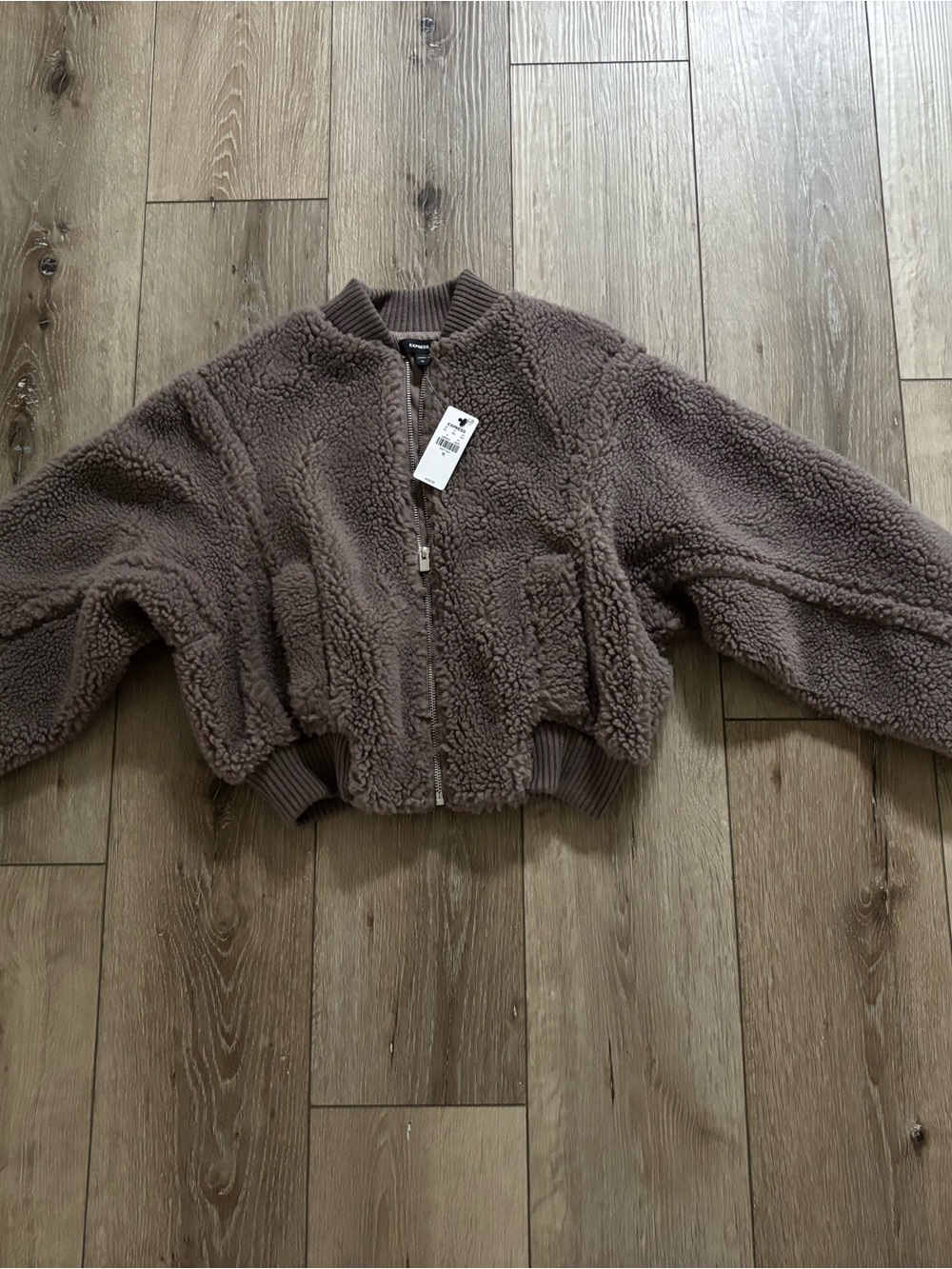 Express teddy cropped bomber jacket  size xs nwt